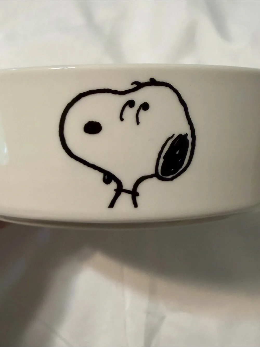 Peanuts White Ceramic Dog Bowl